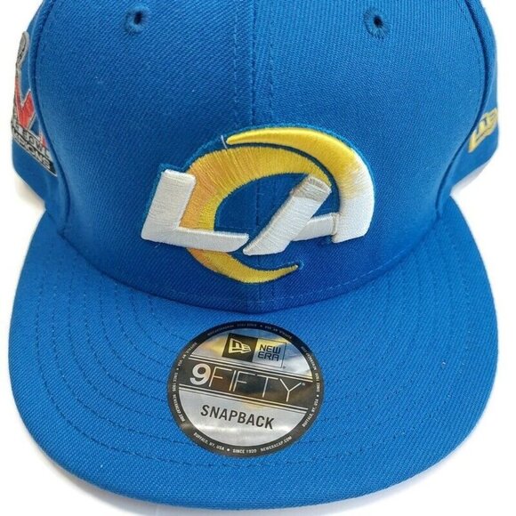 9Fifty New Era Super Bowl LVI Champions Los Angeles Rams Snapback Hat Cap Blue - Picture 2 of 7